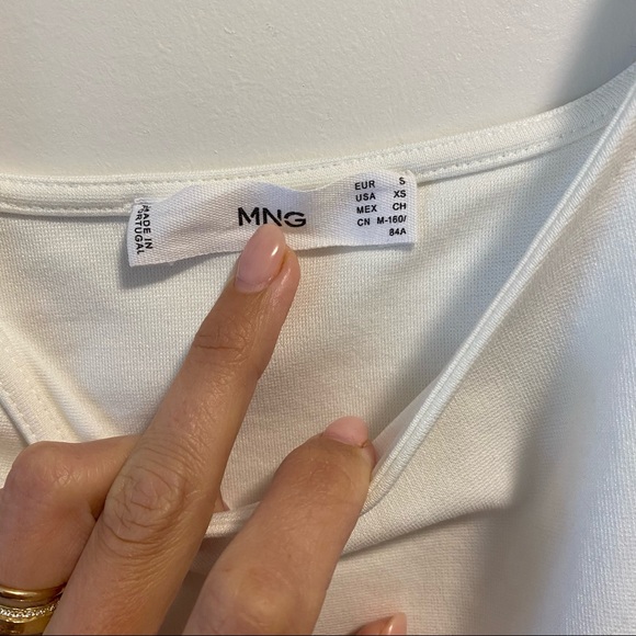 Mango white Plumeti sleeve t-shirt Size XS - Picture 3 of 6